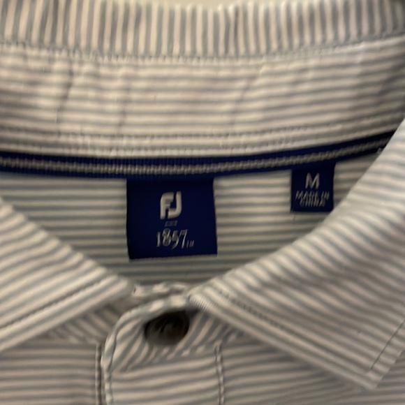 FootJoy - 1857 Collection Feeder Stripe Polo (Light Blue / White) - Medium - Picture 2 of 3